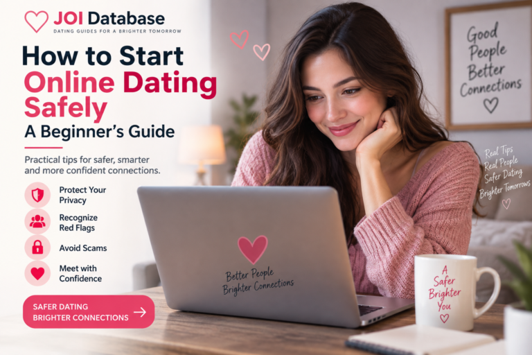 Woman using a laptop while learning online dating safety tips